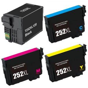 Epson 252XL Combo Pack of 4 Replacement High Yield Ink Cartridge (1x Black, 1x Cyan, 1x Magenta, 1x Yellow)