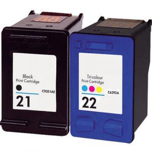 HP 21 / C9351AN Black & HP 22 / C9352AN Color (2-pack) Replacement Ink Cartridges (1x Black, 1x Color)
