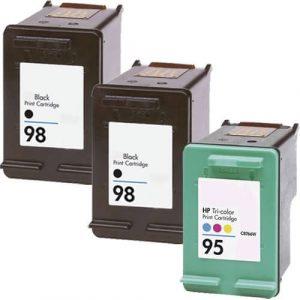 HP 98 / C9364WN Black & HP 95 / C8766WN Color (3-pack) Replacement Ink Cartridges (2x Black, 1x Color)