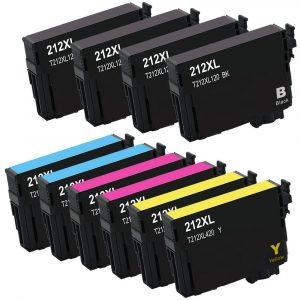 Replacement Epson 212XL Ink Cartridges Combo Pack 10 - T212XL High Yield - 4x Black, 2x Cyan, 2x Magenta, 2x Yellow