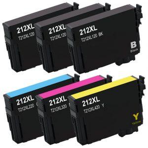 Replacement Epson 212XL Ink Cartridges Combo Pack 6 - T212XL High Yield - 3x Black, 1x Cyan, 1x Magenta, 1x Yellow