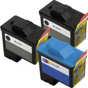 Replacement Ink (3-pack) for Dell T0529 Black & Dell T0530 Color Series 1 Ink Cartridges (2x Black, 1x Color)