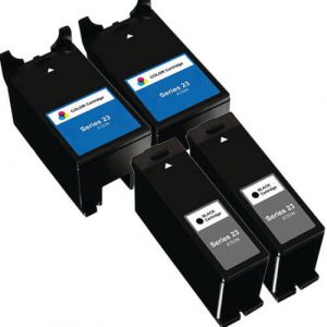 Replacement Ink (4-pack) for Dell T105N Black & Dell T106N Color Series 23 High Yield Ink Cartridges (2x Black, 2x Color)