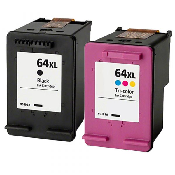 Replacement HP 64XL Ink Combo Pack 2 Cartridges - 1x Black + 1x Color - High Yield