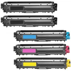 Brother TN221 / TN225 (5-pack) Compatible High Yield Laser Toner Cartridges (2x Black, 1x Cyan, 1x Magenta, 1x Yellow)