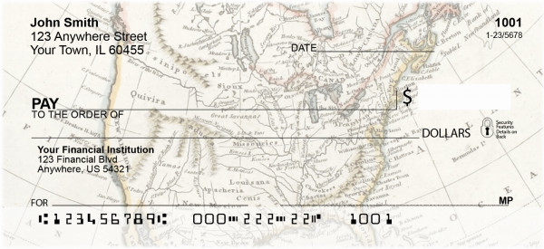 Vintage North America Map Personal Checks